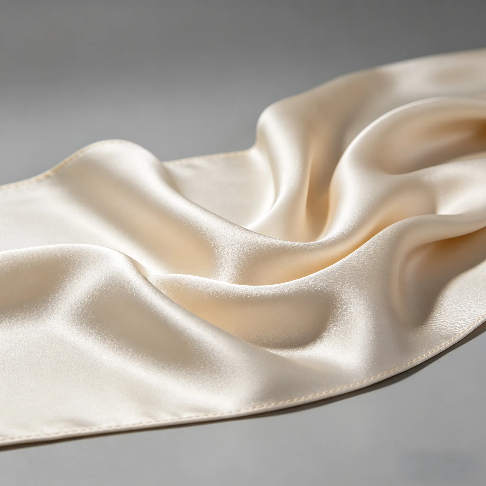 Close-up of smooth luxury white silk scarf texture