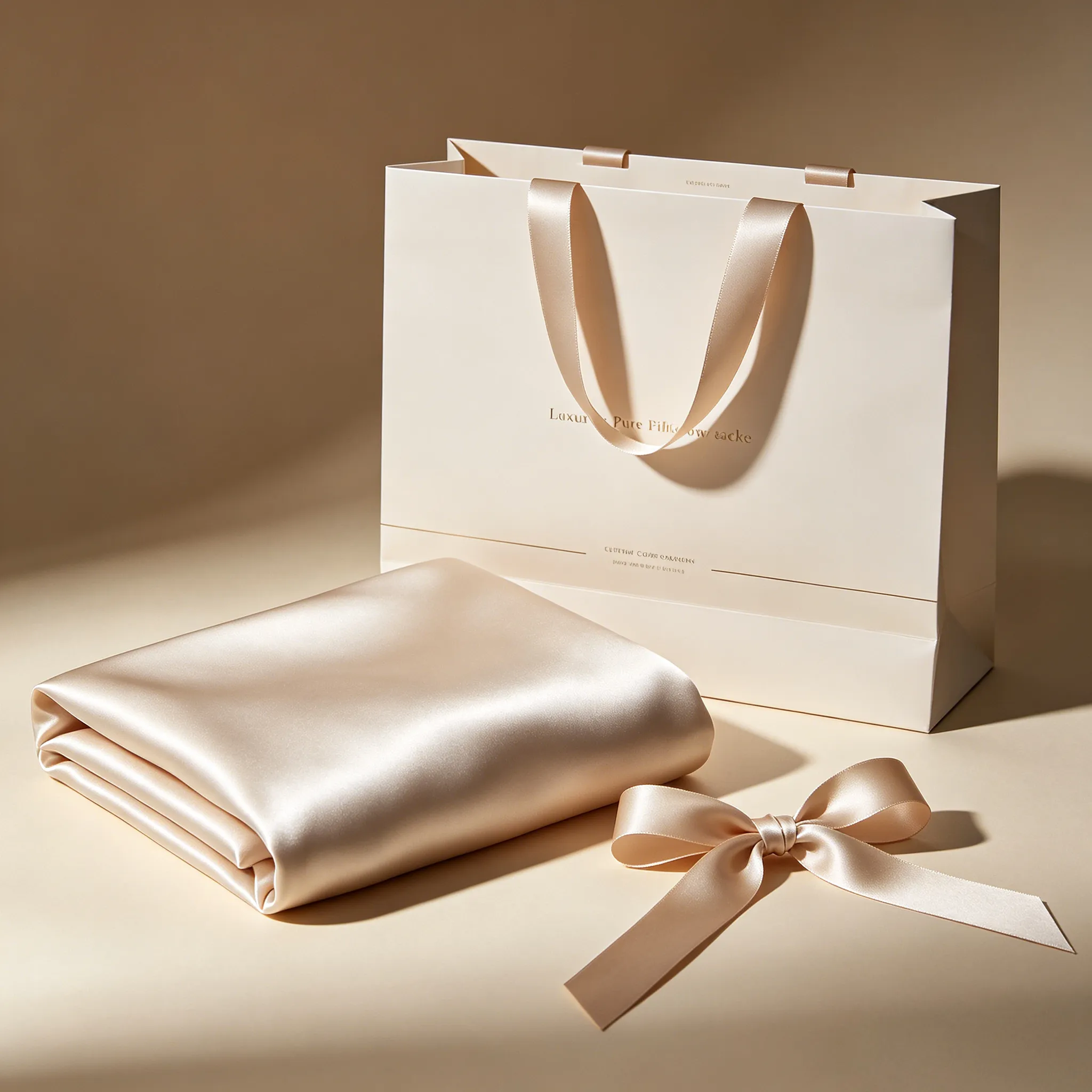 Luxurious silk pillowcase paired with premium gift bag