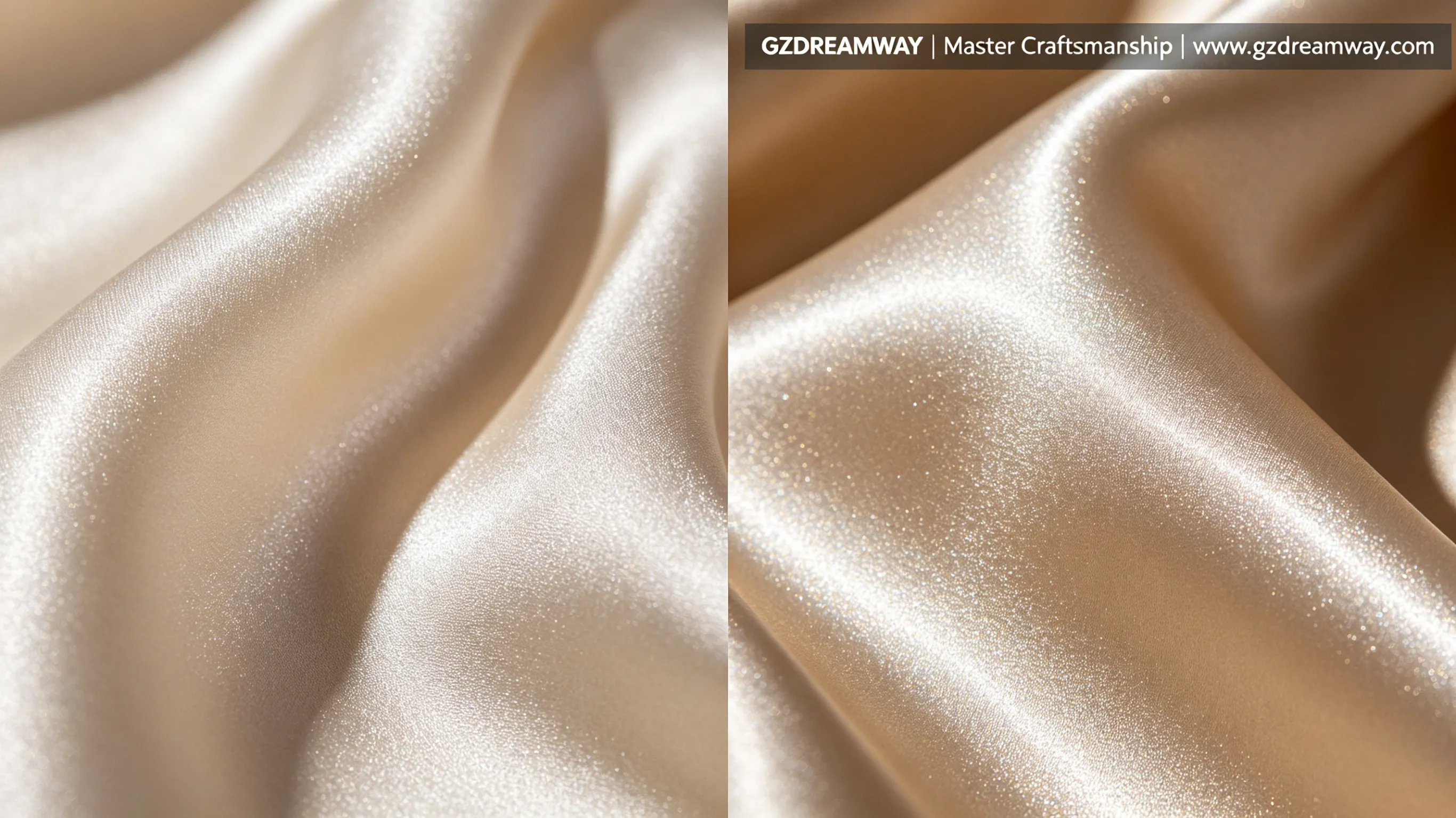 Side by side comparison of 100% mulberry silk versus polyester satin fabric texture