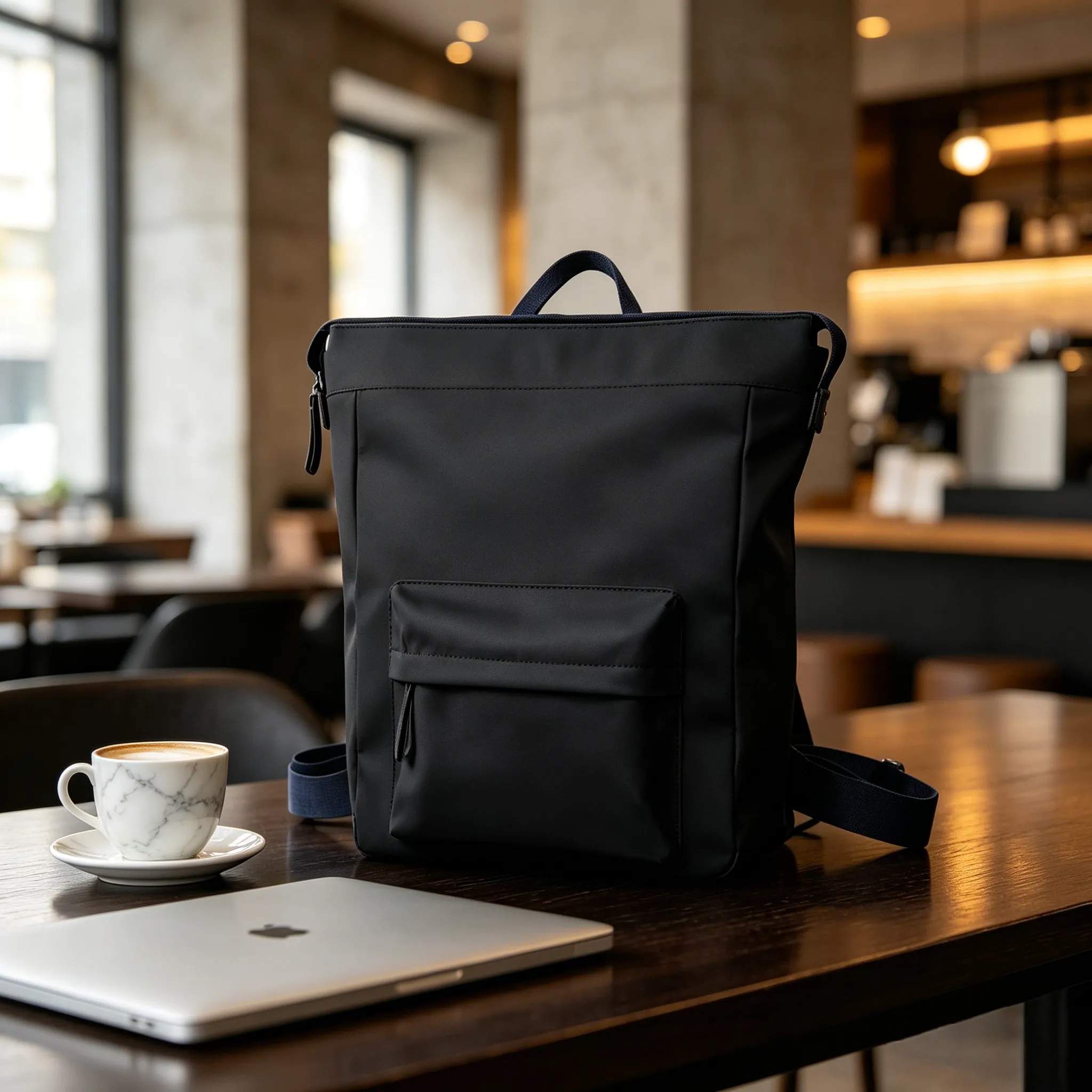 Waterproof business backpack in minimalist design — slim waterproof tech backpack style