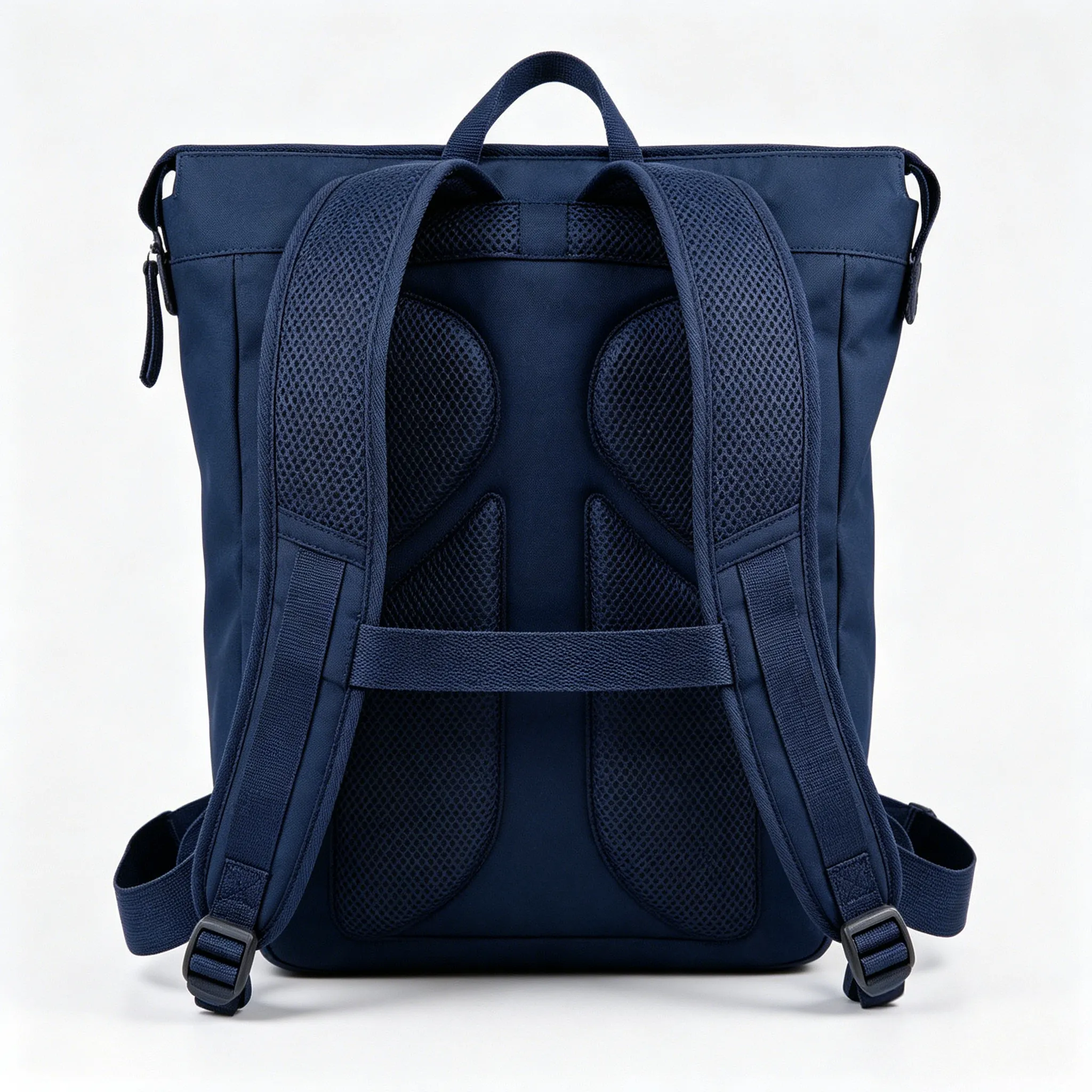 Ergonomic shoulder straps and back panel detail — shockproof device protection padding