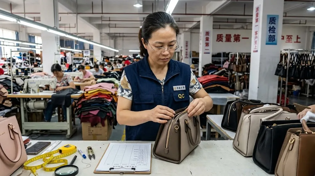 Helen — Senior QC Supervisor at GZDreamway, 13 years in handbag factory quality control