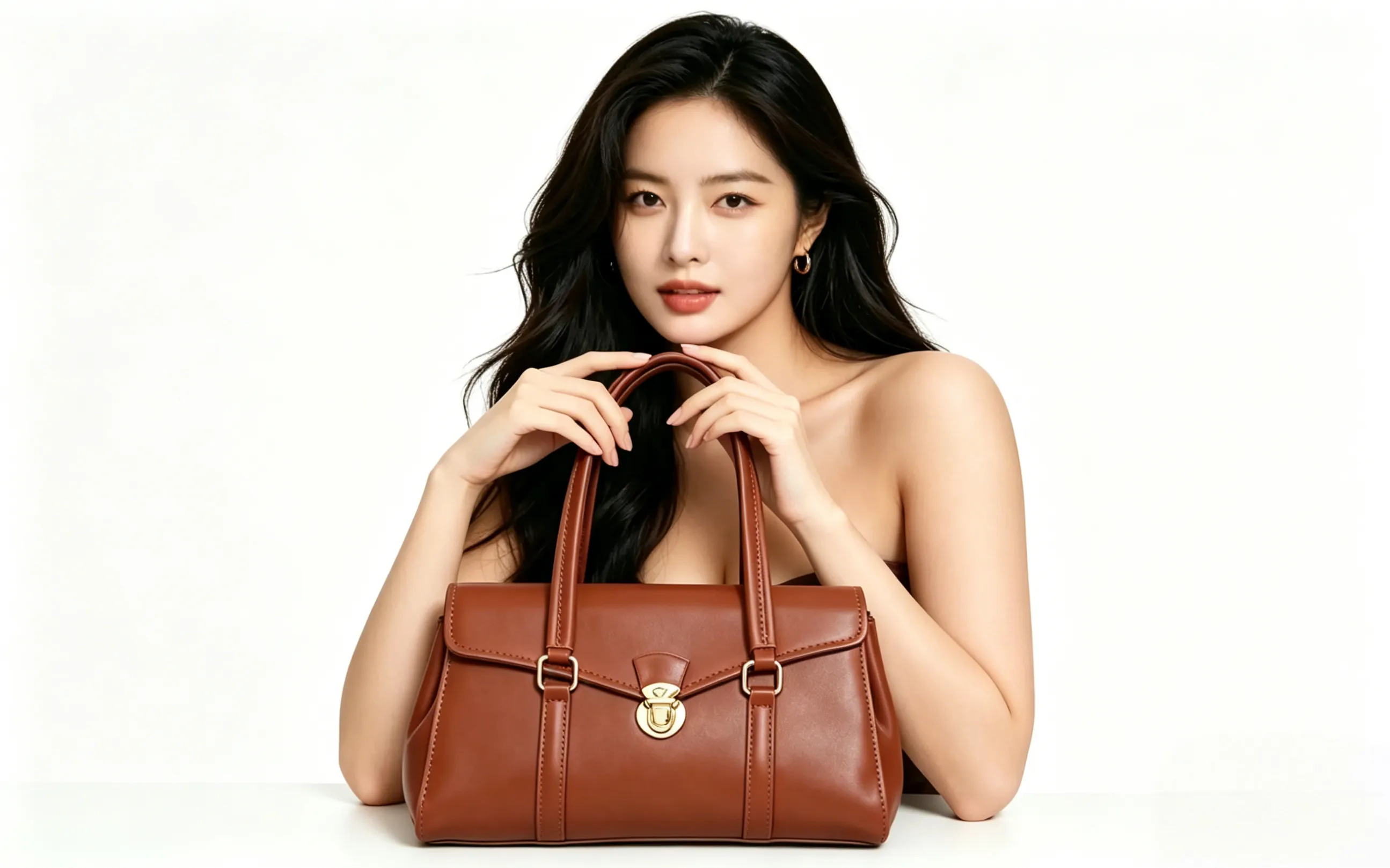 Close-up product photography highlighting premium leather texture and refined hardware details
