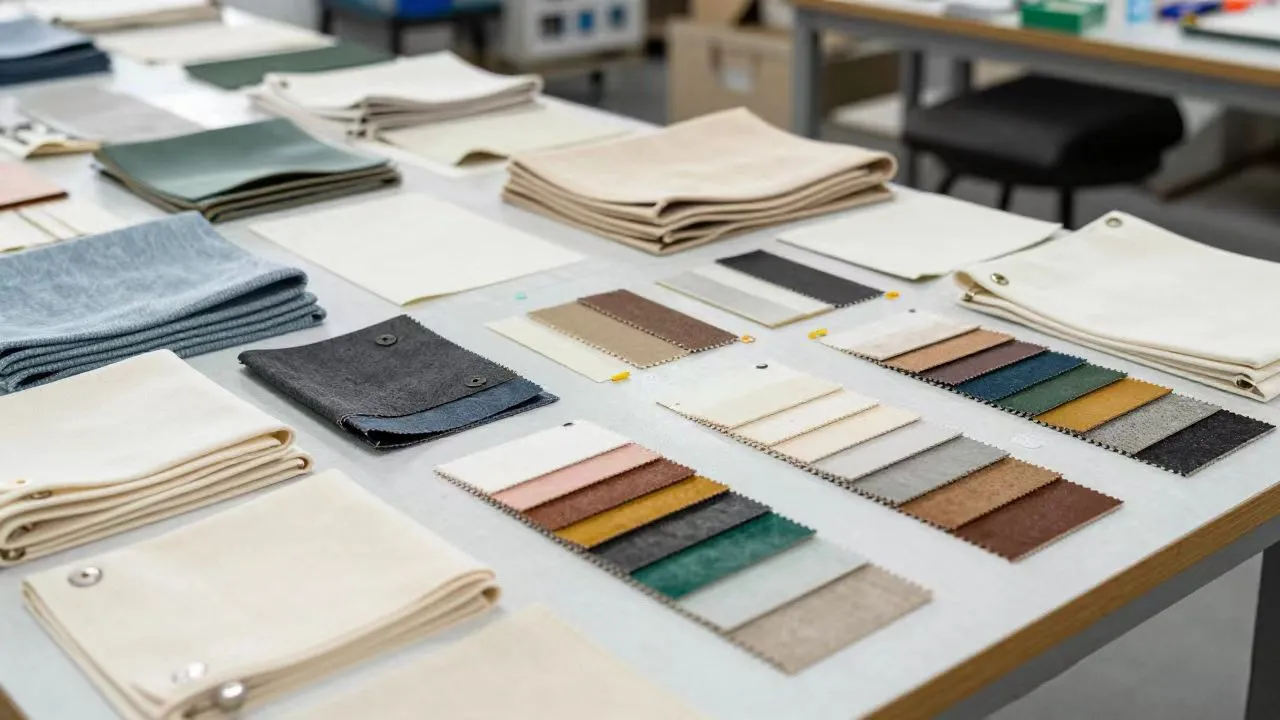 Color swatch palette showing available color options for custom canvas tote bags